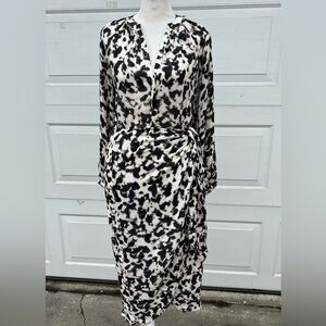 Rails Tyra Midi Dress Blurred Cheetah Print wrape style size XS
